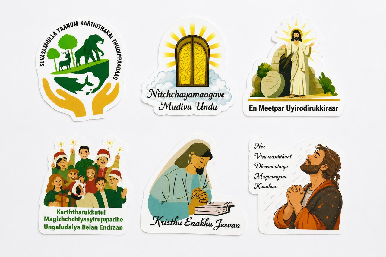 Faith Stickers - Pack 1 | Pack of 20 | Matt Laminated Vinyl Stickers | Tanglish Bible verses